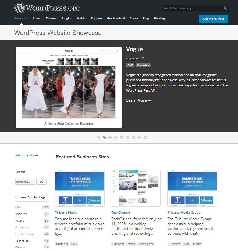 wordpress website showcase