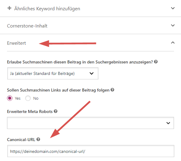 Canonical URL mit Yoast festlegen