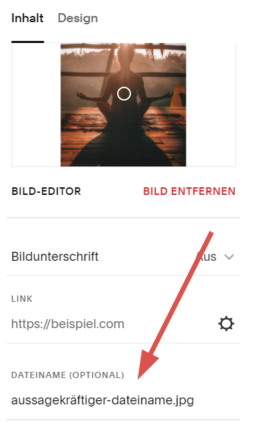 Dateiname in Squarespace ändern