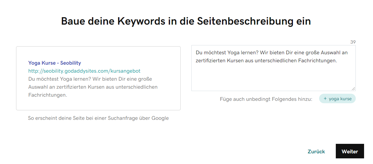 Meta Description festlegen