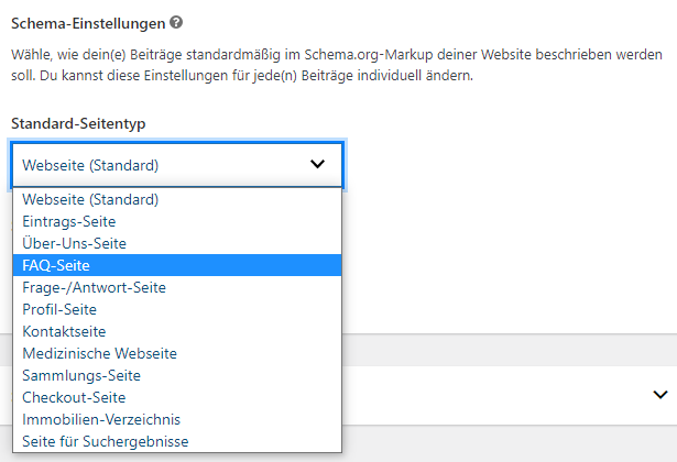 Standard-Seitentyp für Schema-Markup