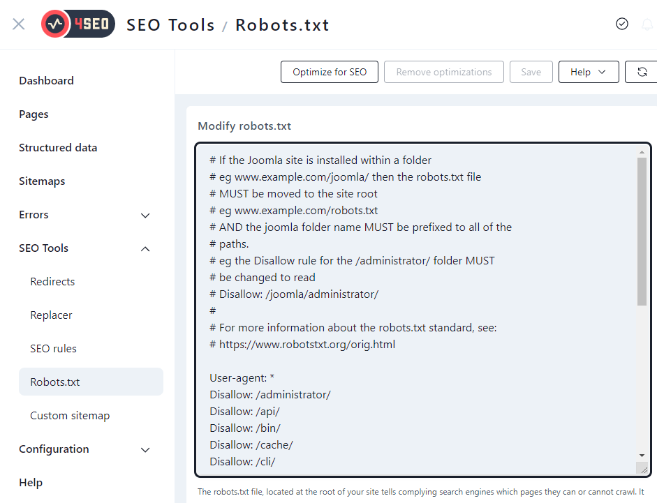 joomla 4 robots