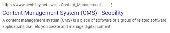 search snippet of our cms article
