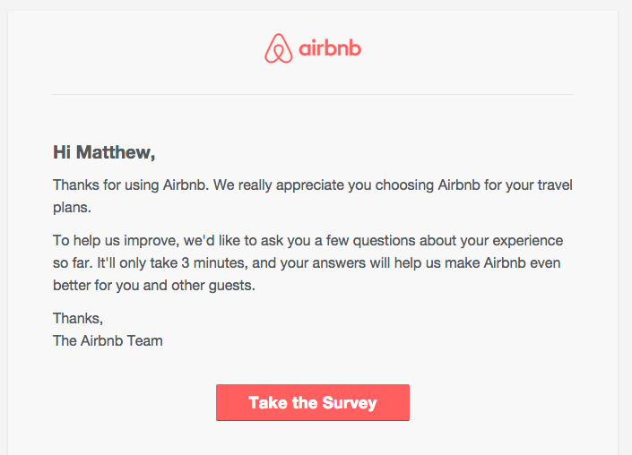 Bewertungsanfrage von Airbnb