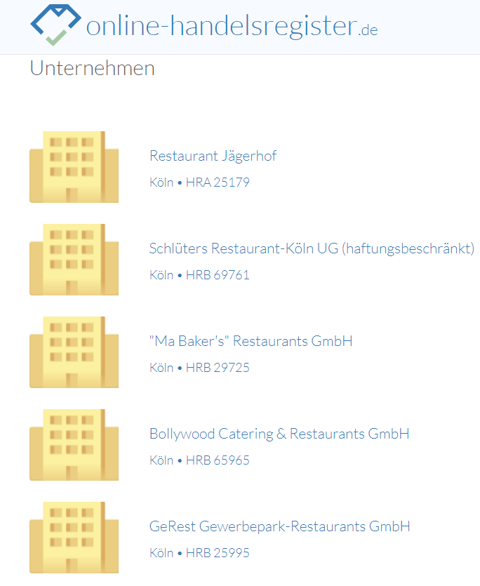 Website des Handelsregisters