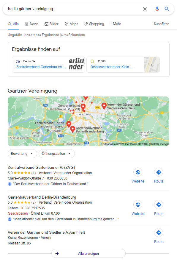 Suche nach Berliner Gärtnervereinigungen