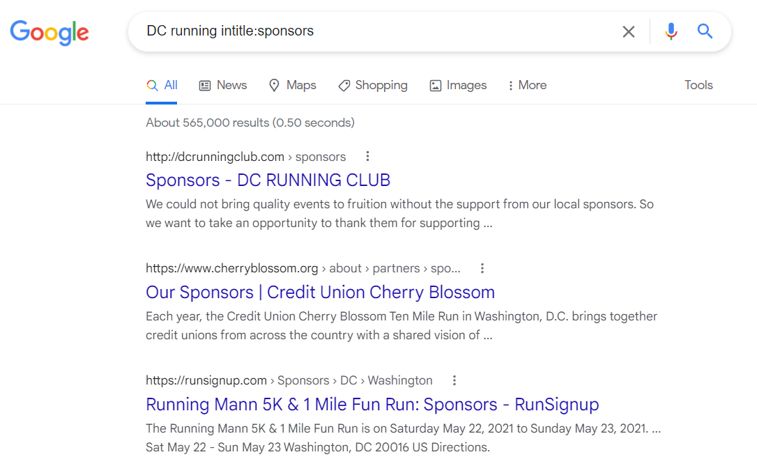 searching for sponsors by topic