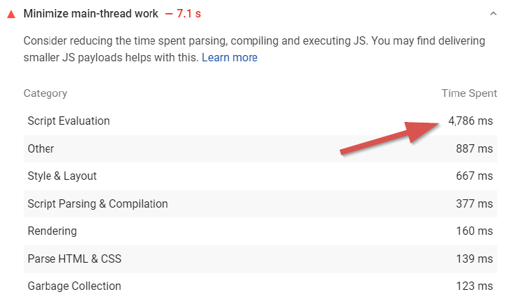 minimize main thread work - google pagespeed insights