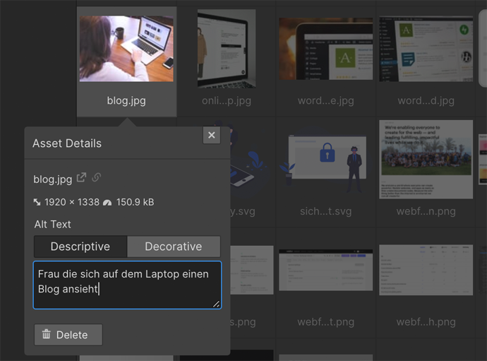 ALT-Attribut in Webflow festlegen