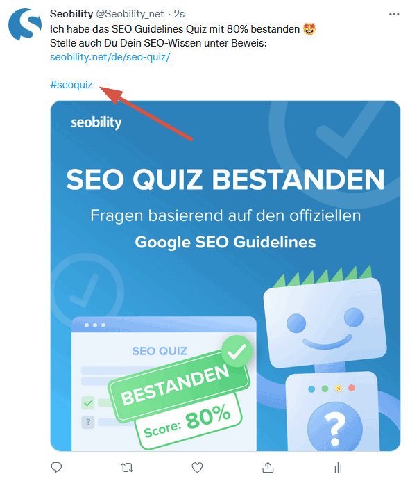 Twitter Post mit dem Hashtag seoquiz