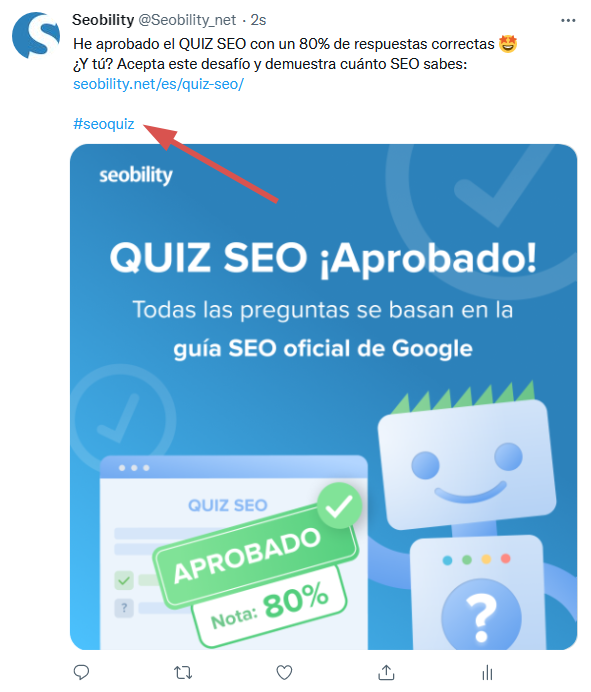 Post de Twitter con el Hashtag seoquiz