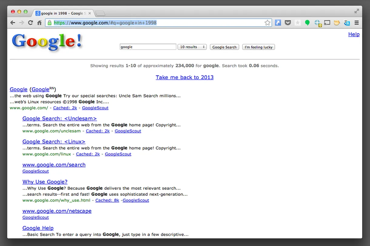 Google en 1998