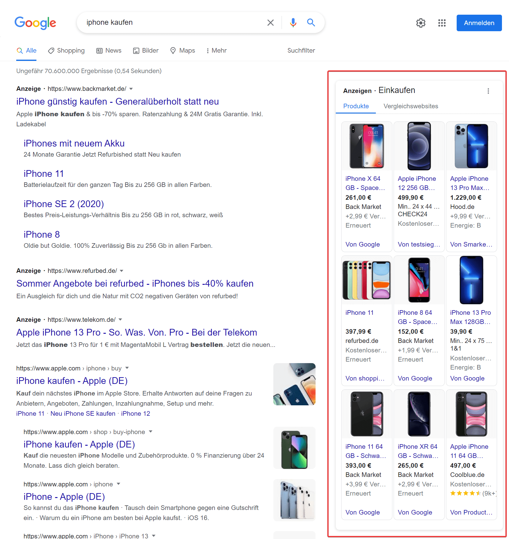 Google Suche iphone kaufen