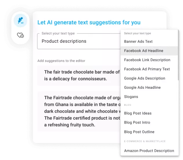 available text types in Neuroflash