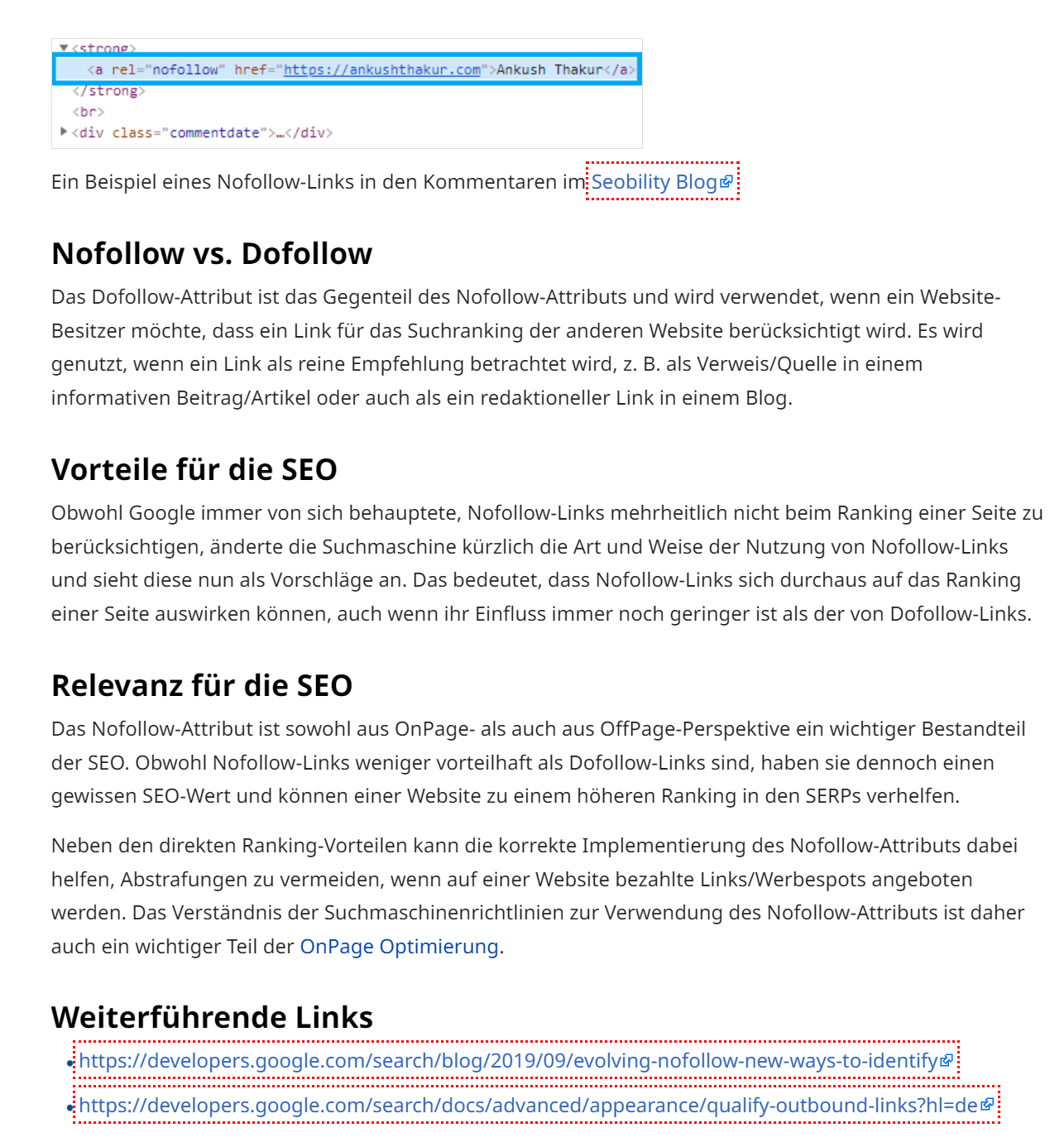 nofollow Wiki Artikel