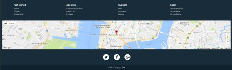 An example of a Google Maps widget in the footer of a website