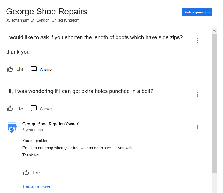 George shoe repair Q&A