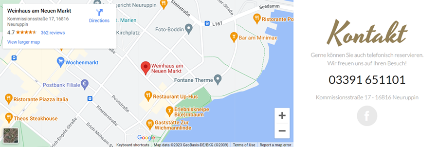 Beispiel für ein Google Maps Widget im Footer der Seite