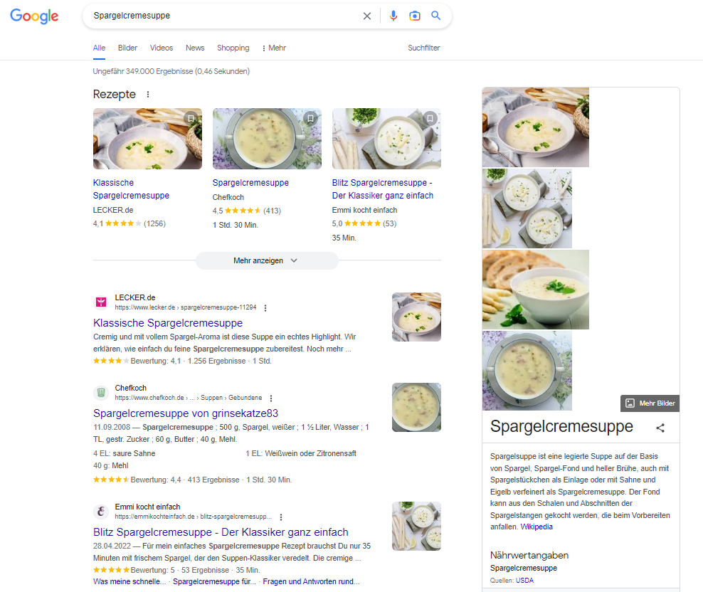 Suchergebnisse zum Keyword Spargelcremesuppe