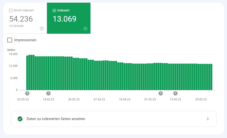 Bericht zur Seitenindexierung in der Google Search Console