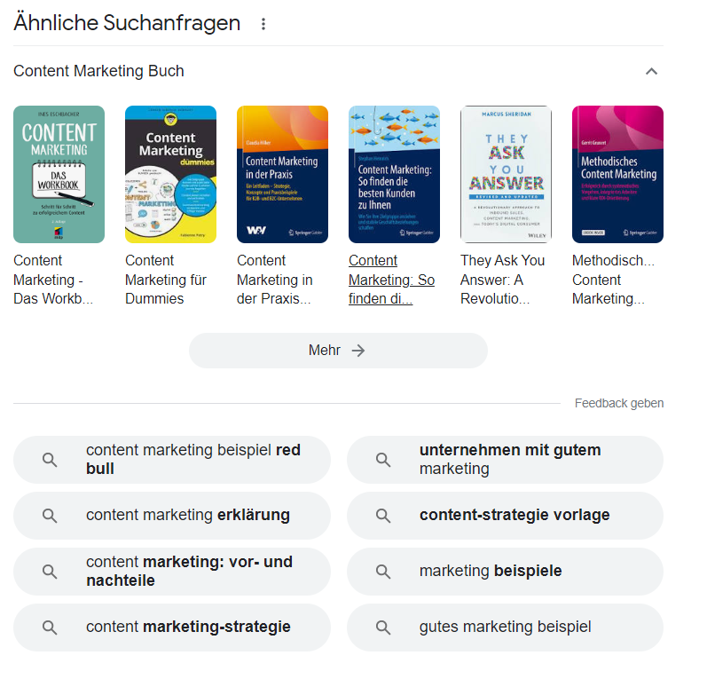 Ähnliche Suchanfragen in der Google Suche