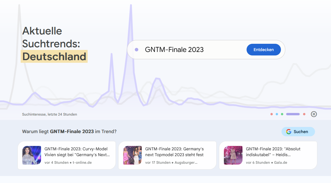 Startseite von Google Trends