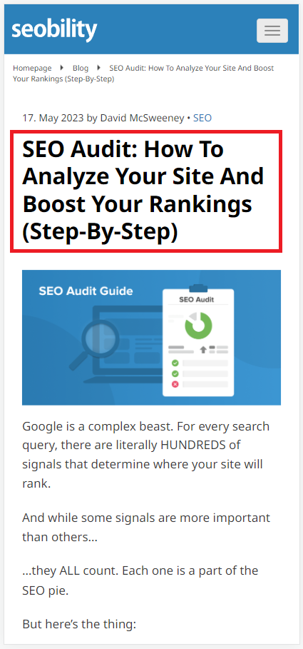 the lcp element in our seo audit guide