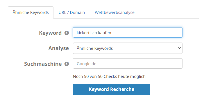 gib Dein Seed Keyword im Tool ein