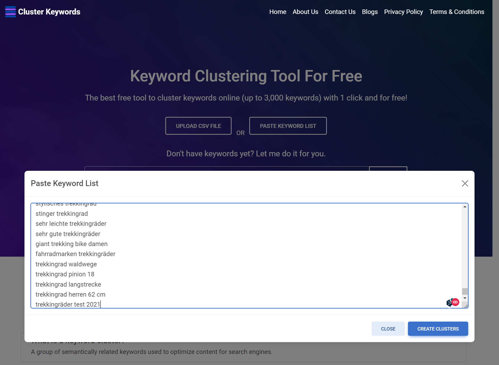 Keyword Clustering Tool