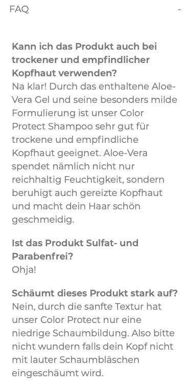 FAQs auf einer Produktseite