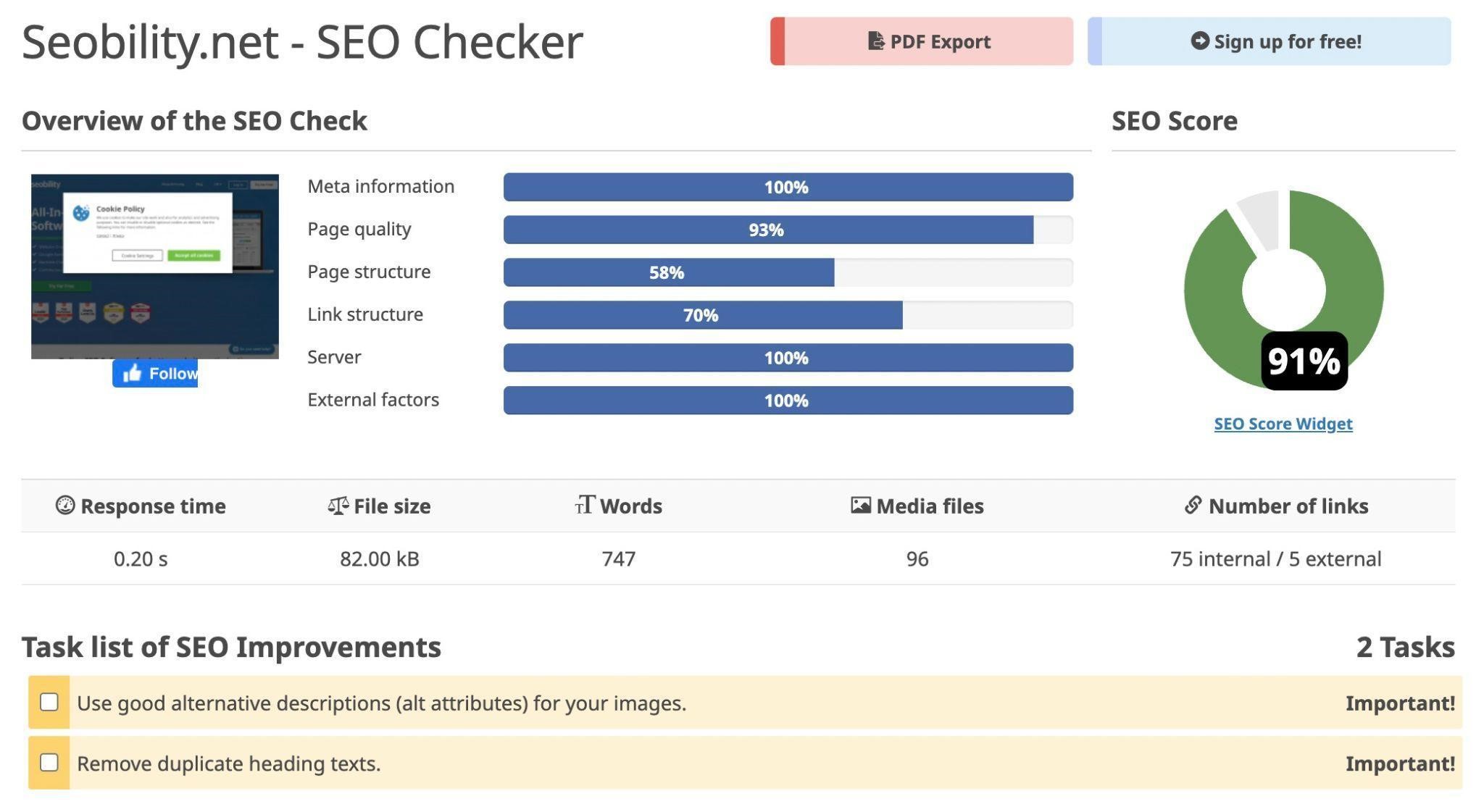 compare individual pages