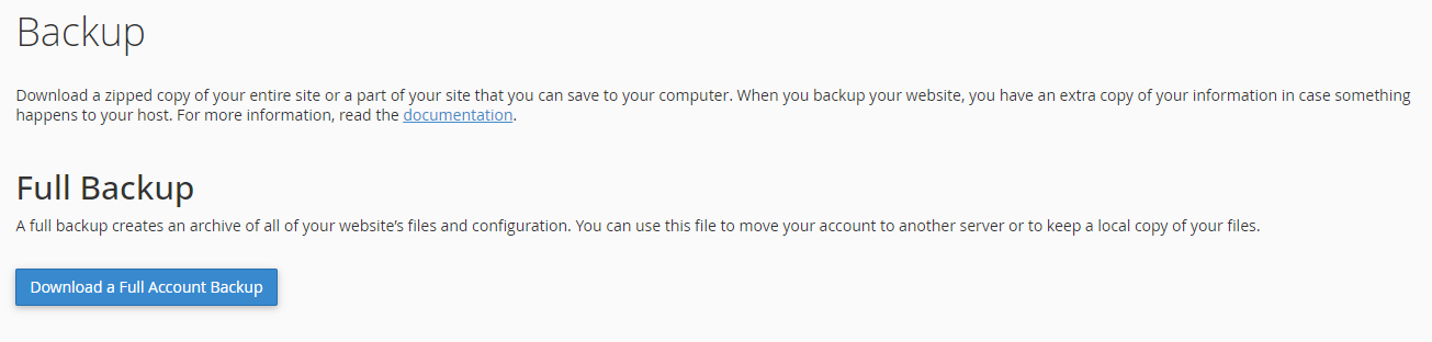 Download a Full Account Backup