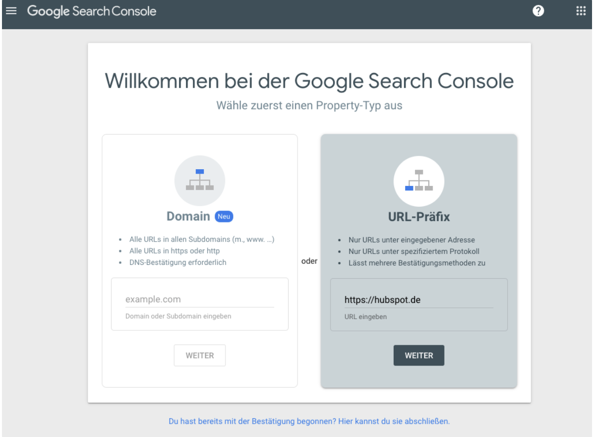 Einrichtung der Google Search Console