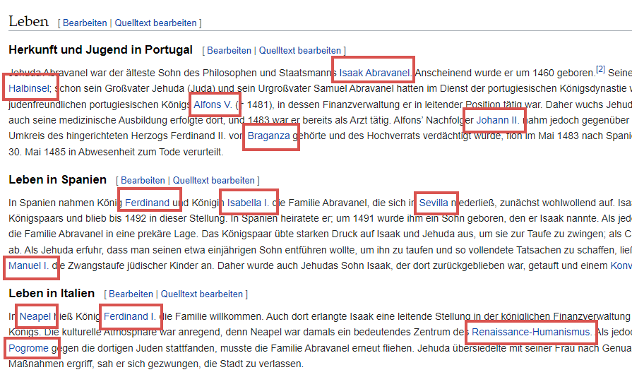 Beispiel für interne Verlinkung bei Wikipedia