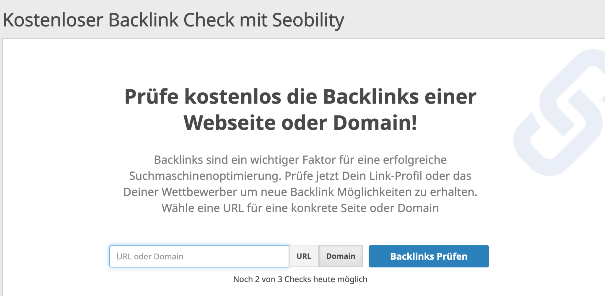 der Backlink Check von Seobility