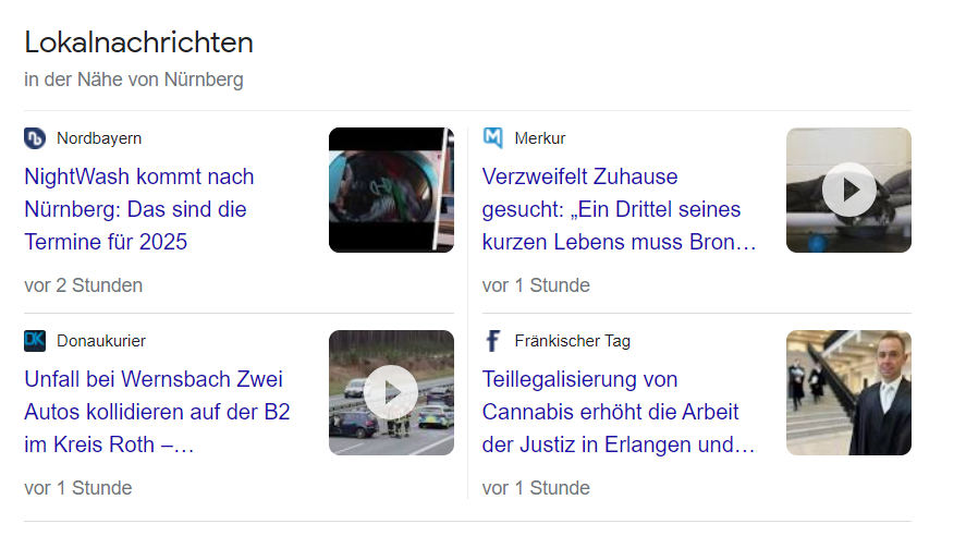 Anzeige von Nachrichtenartikeln in den SERPs