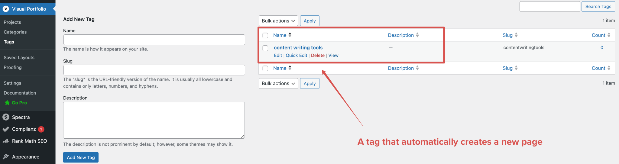 WordPress Tag erzeugt automatisch eine neue Seite