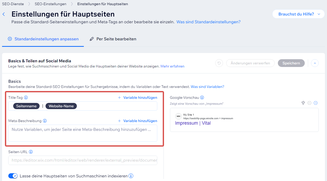 mit benutzerdefinierten Variable