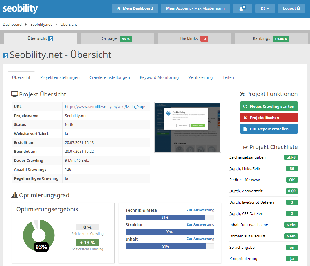 Technik & Meta Bereich in Seobility
