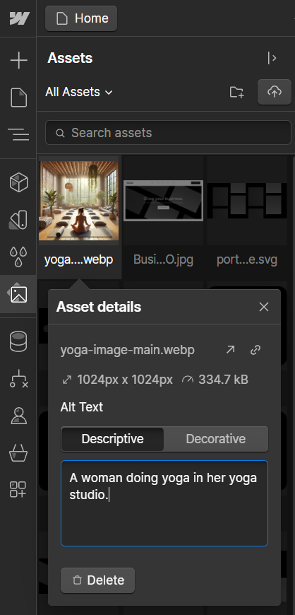 ALT-Attribut in Webflow festlegen