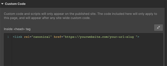 Canonical Tag mit Custom Code in Webflow festlegen