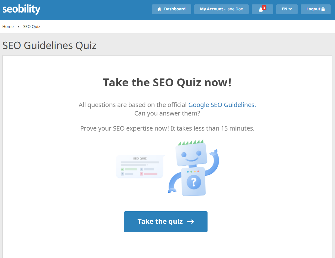 seo guidelines quiz