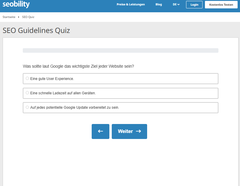 Seite 2 des Quizzes