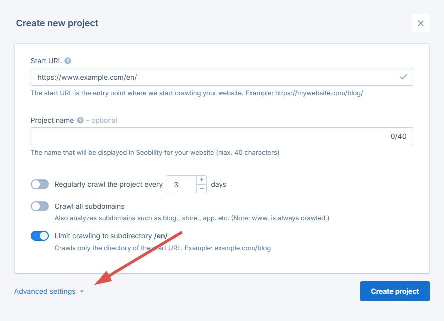 adjusting advanced settings