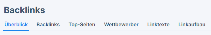 der Tab Überblick im Backlinks Bereich