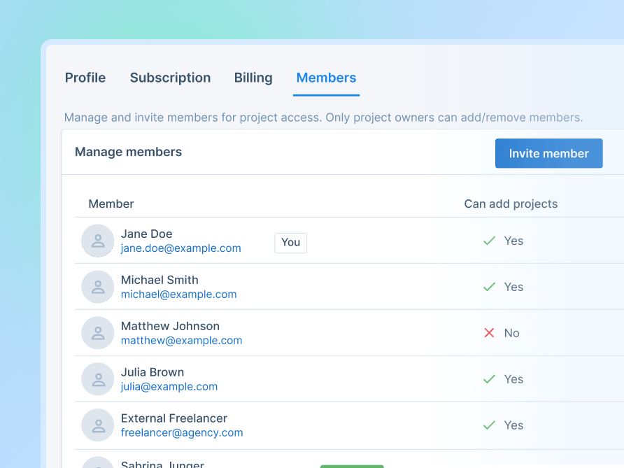 create member accounts