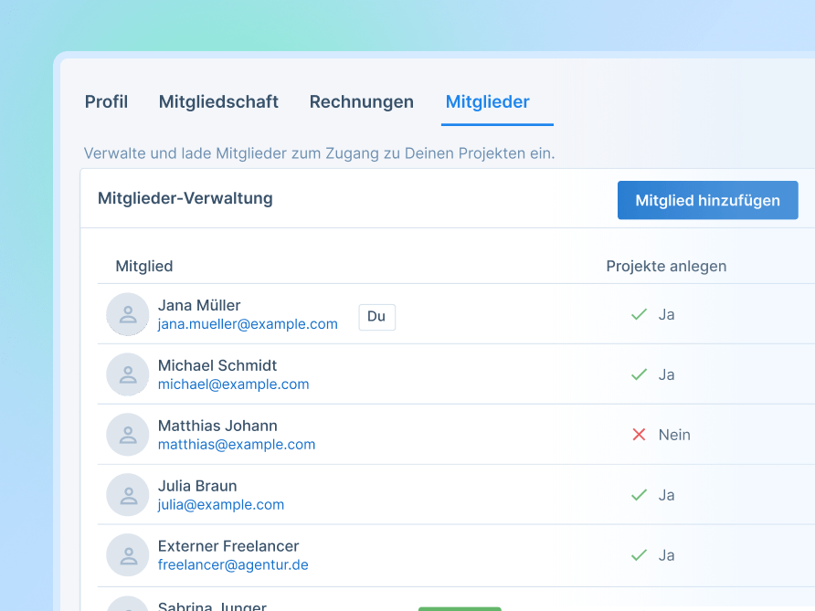 Mitglieder Accounts