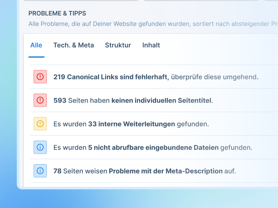 priorisiere SEO-Probleme