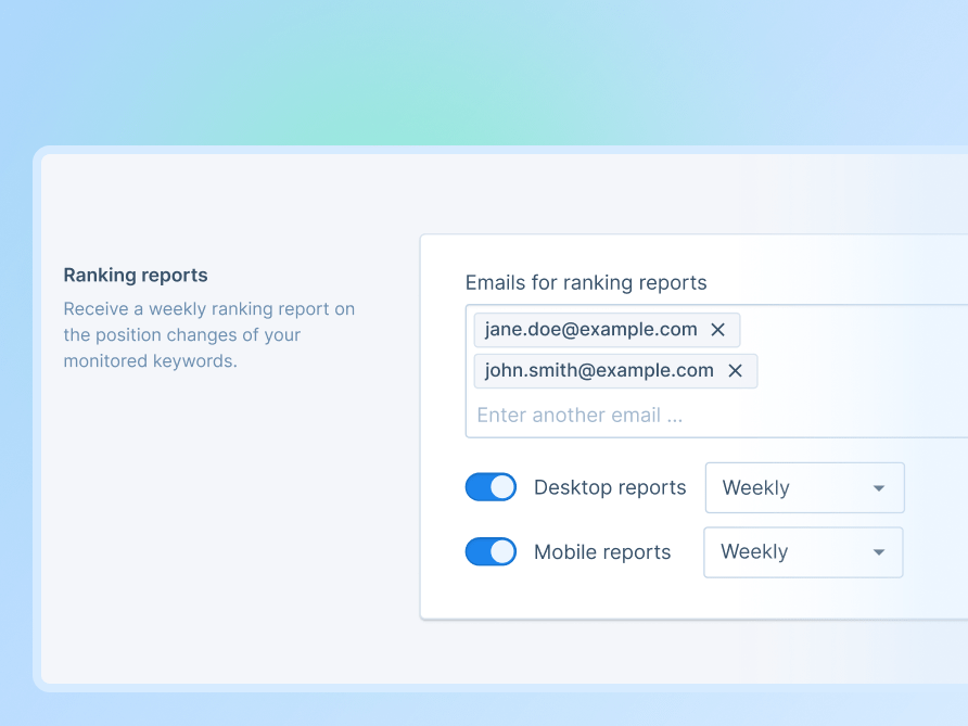 ranking reports tailored to your needs