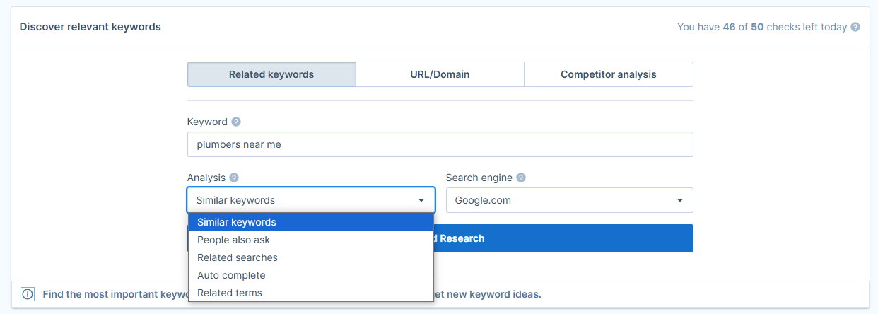 Analysis tab